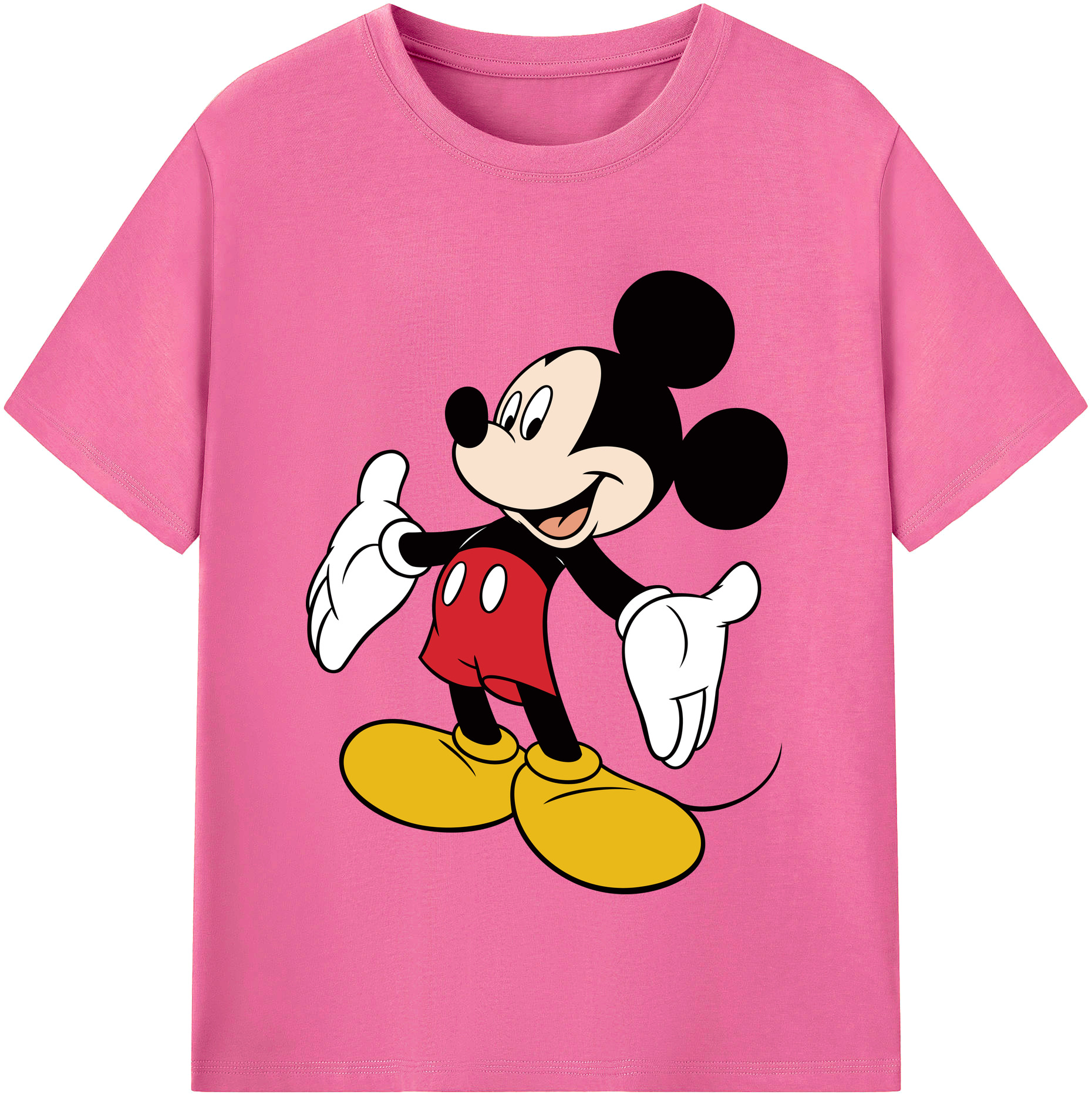 （画像用） ミッキーマウス Mickey Mouse レディースカジュアルプリントTシャツ（綿100％）